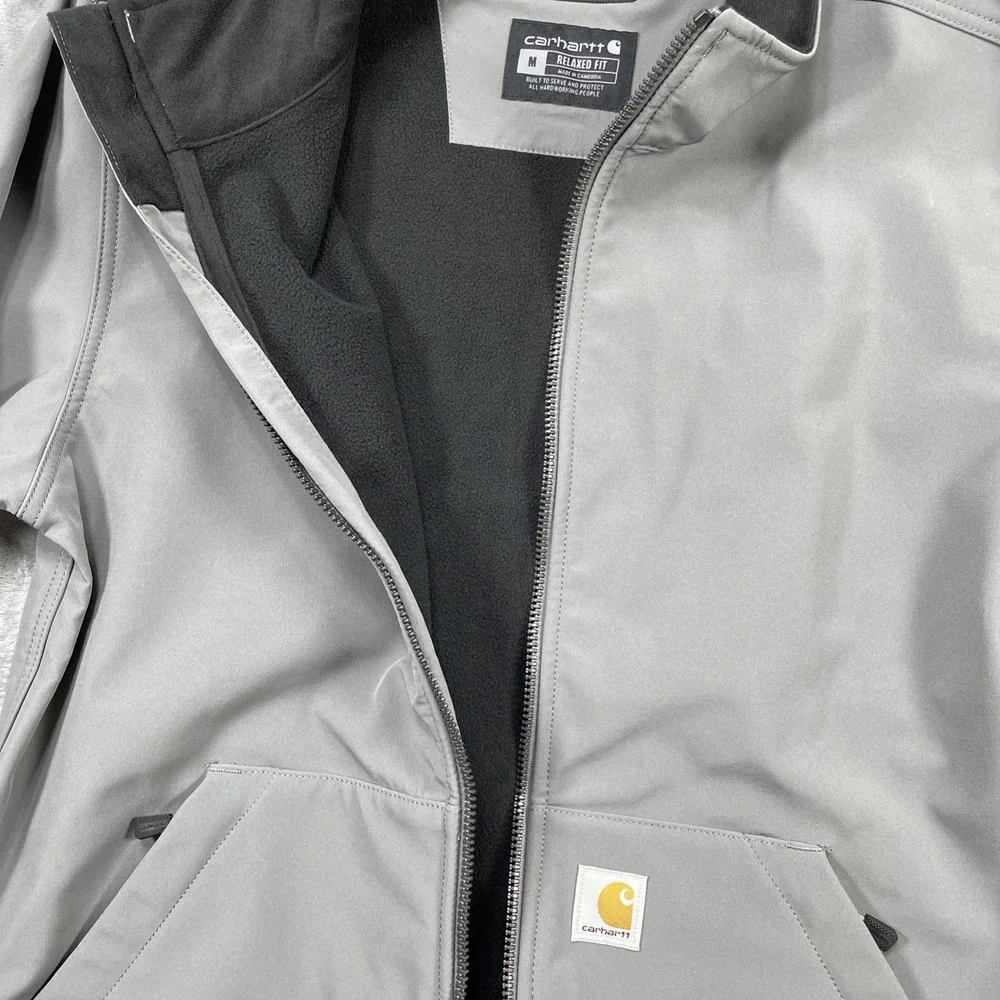 Carhartt Jacket Mens Medium (M) Gray Rain Defender Softshell Relaxed Fit OJ6438M